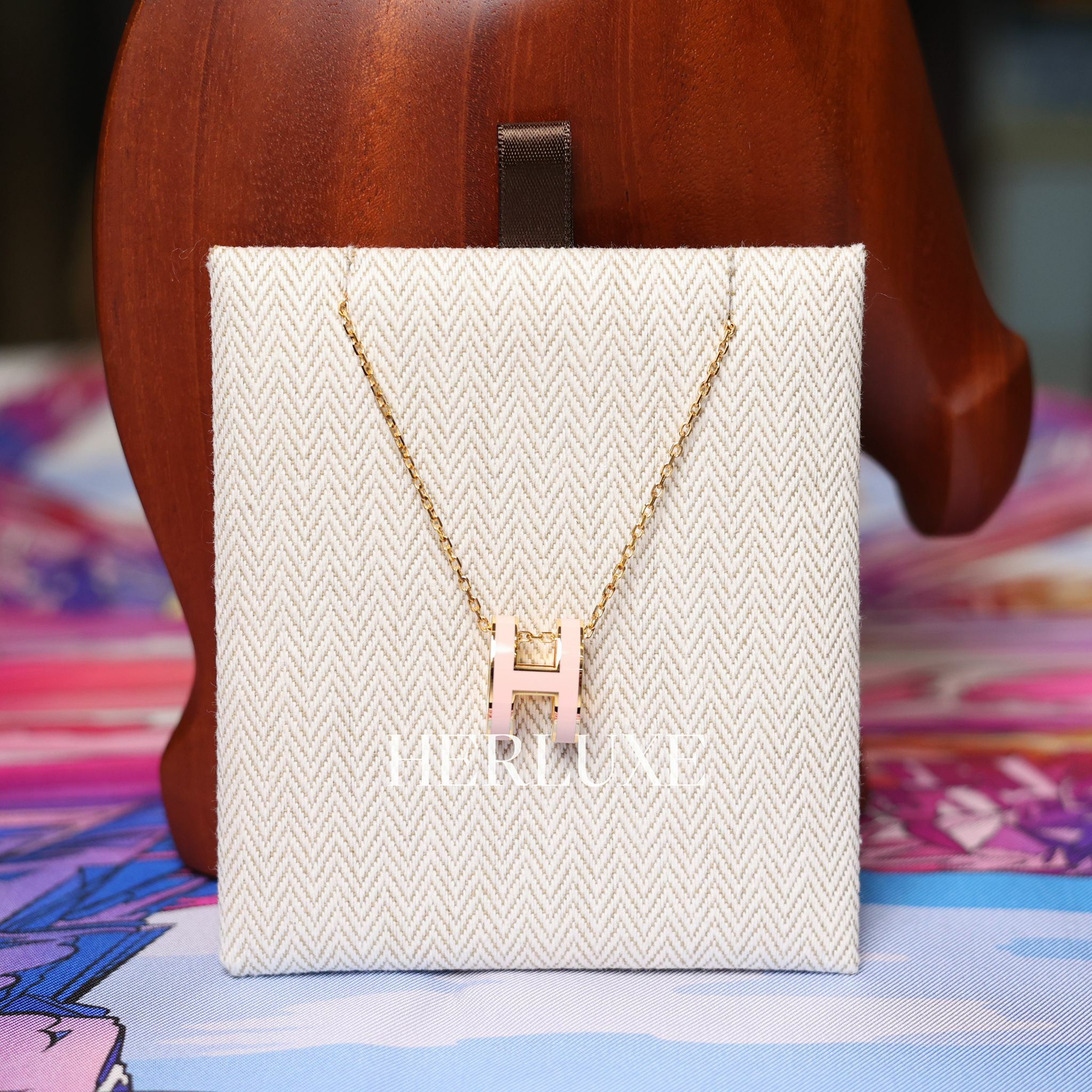 Pop H necklace 85 rose dragee CC