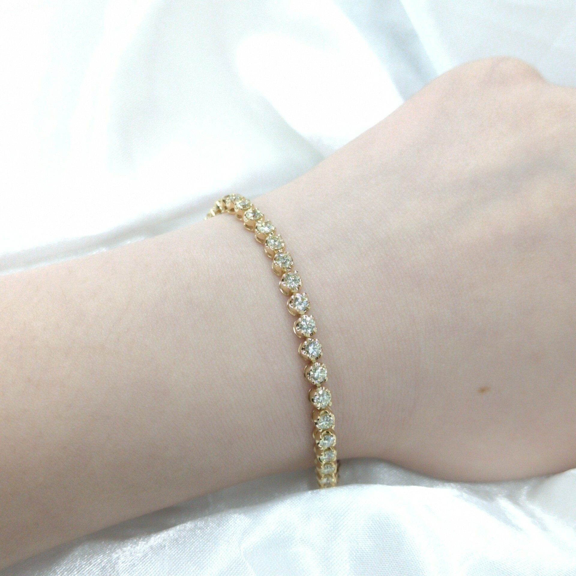 全新18K黃金3卡50份鑽石手鍊