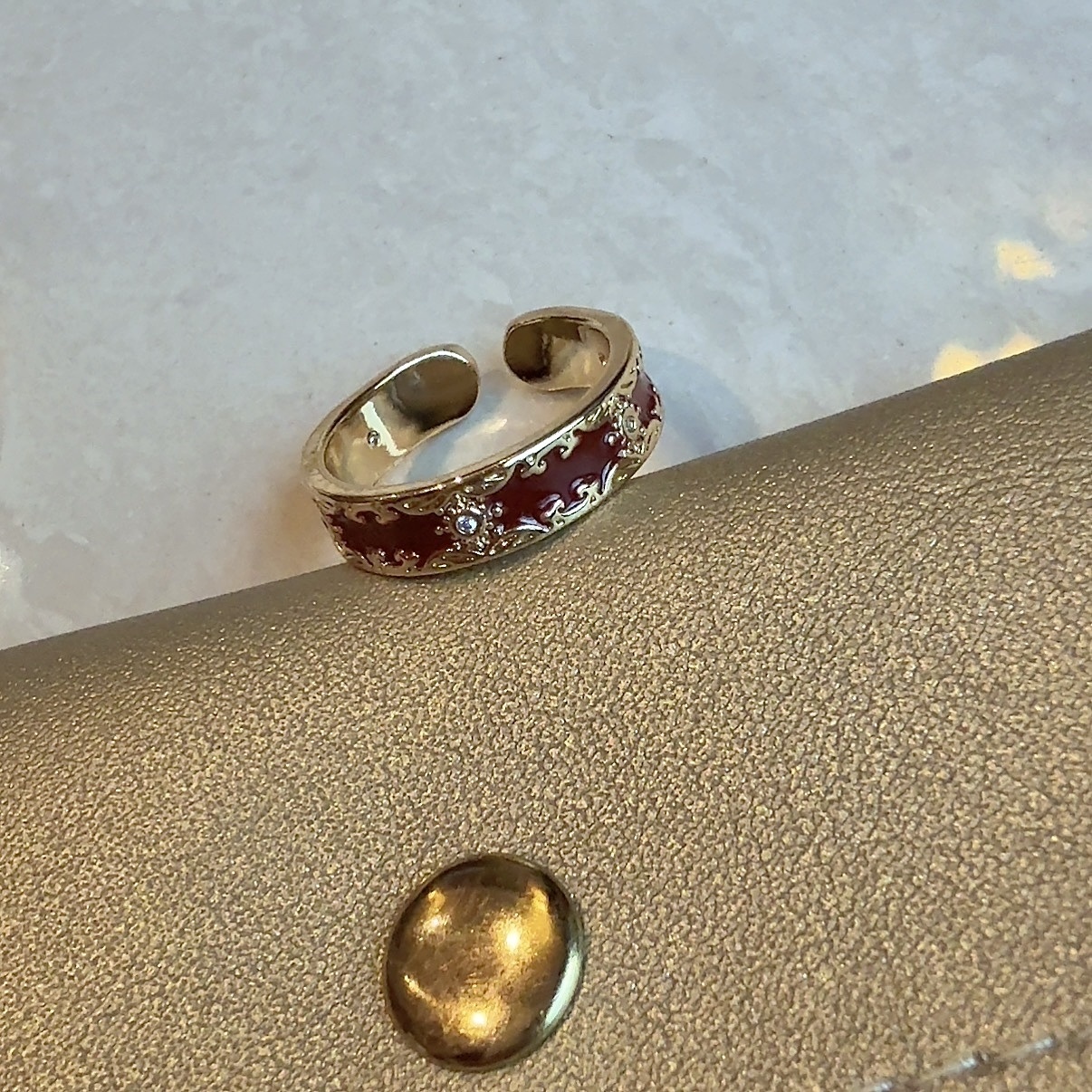 Gy”宮廷鏡”安可紅金鑽開口戒