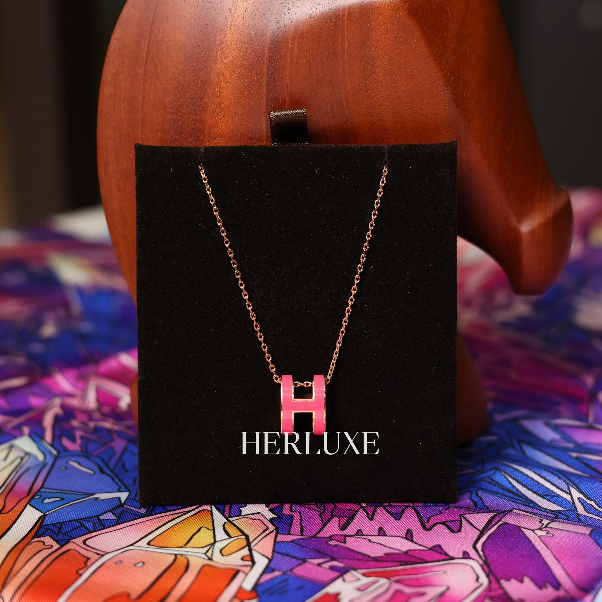 Pop H necklace 桃紅色CD