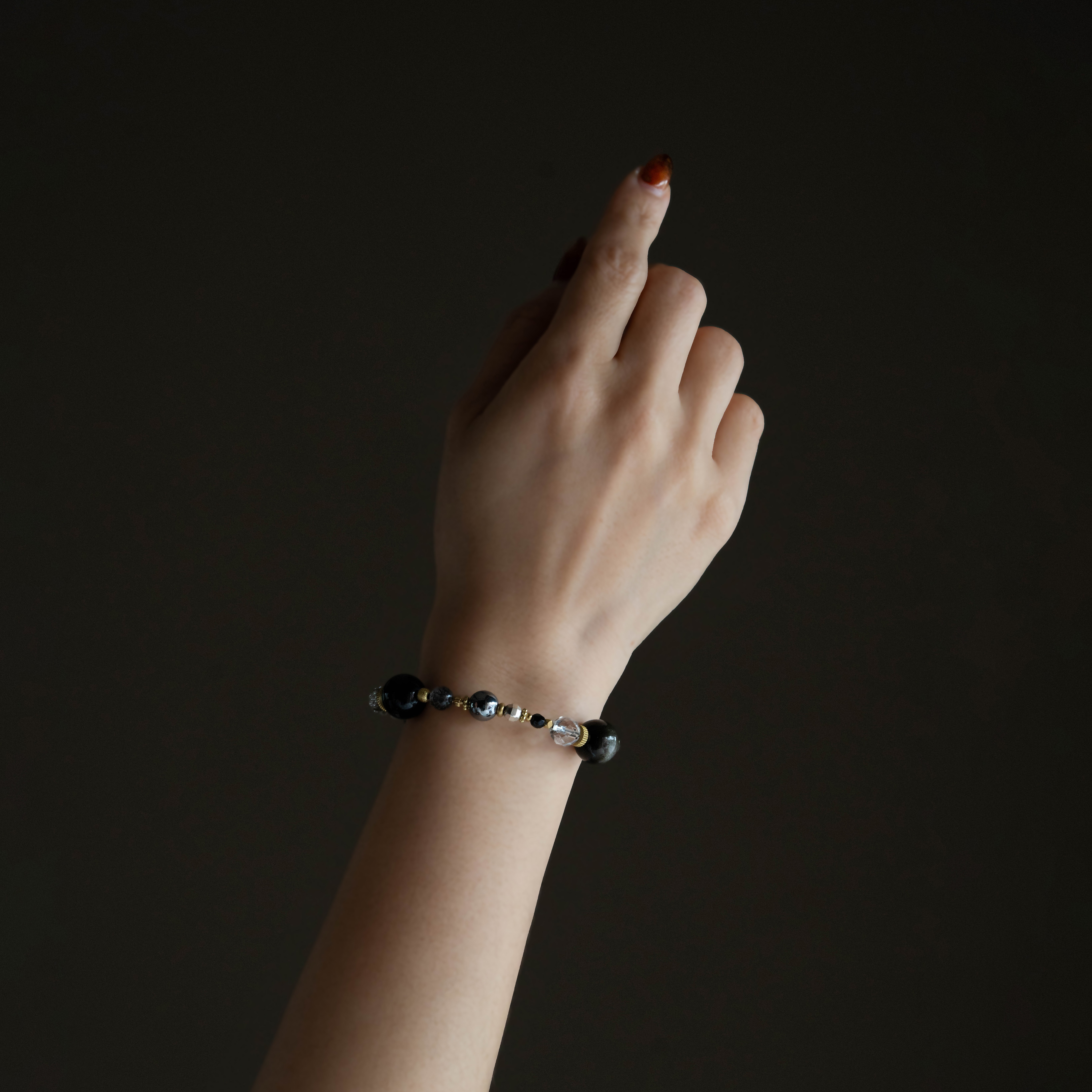 Power Of Rain｜金曜石黑髮晶黑瑪瑙手鍊 C1695