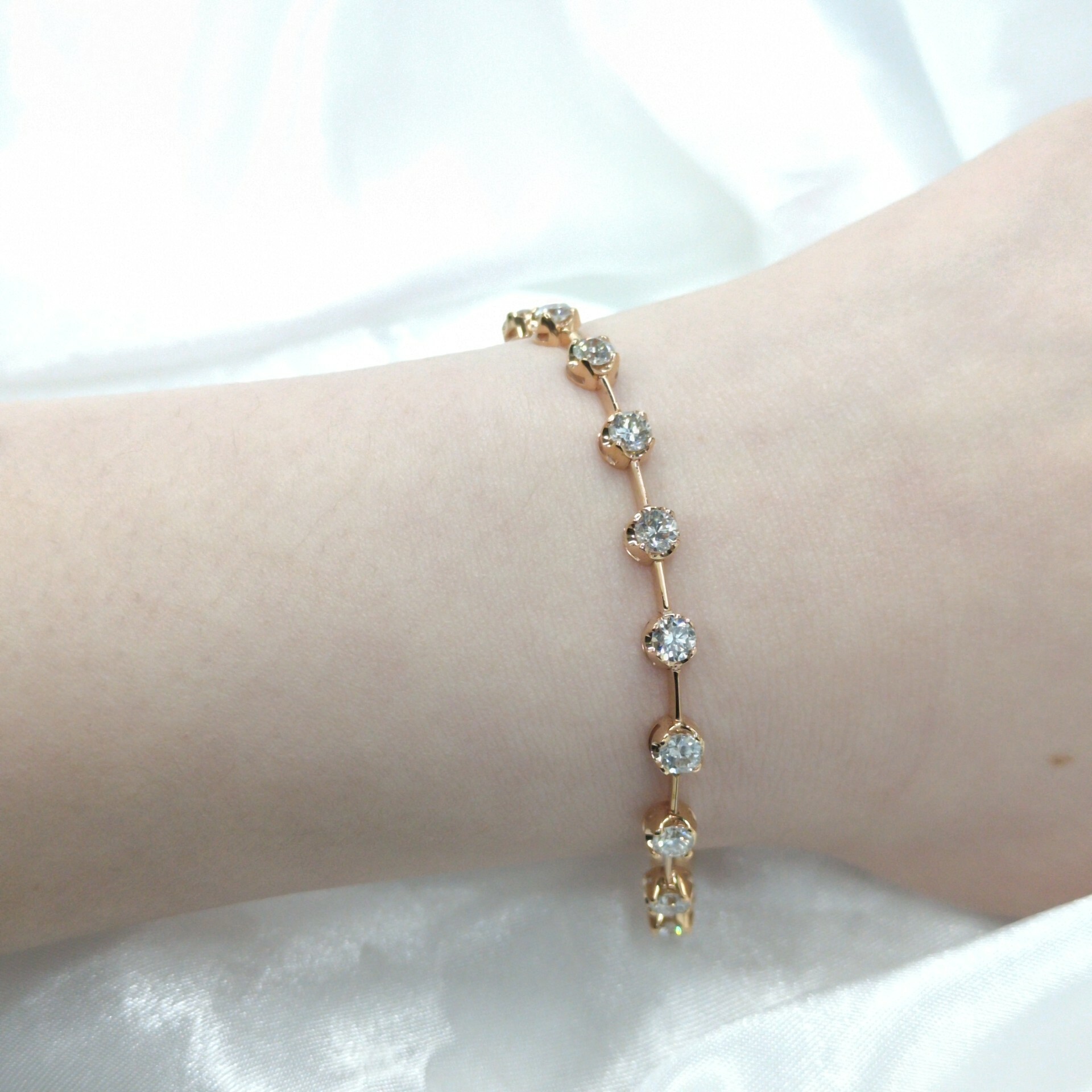 全新18K玫瑰金6卡6份鑽石手鍊