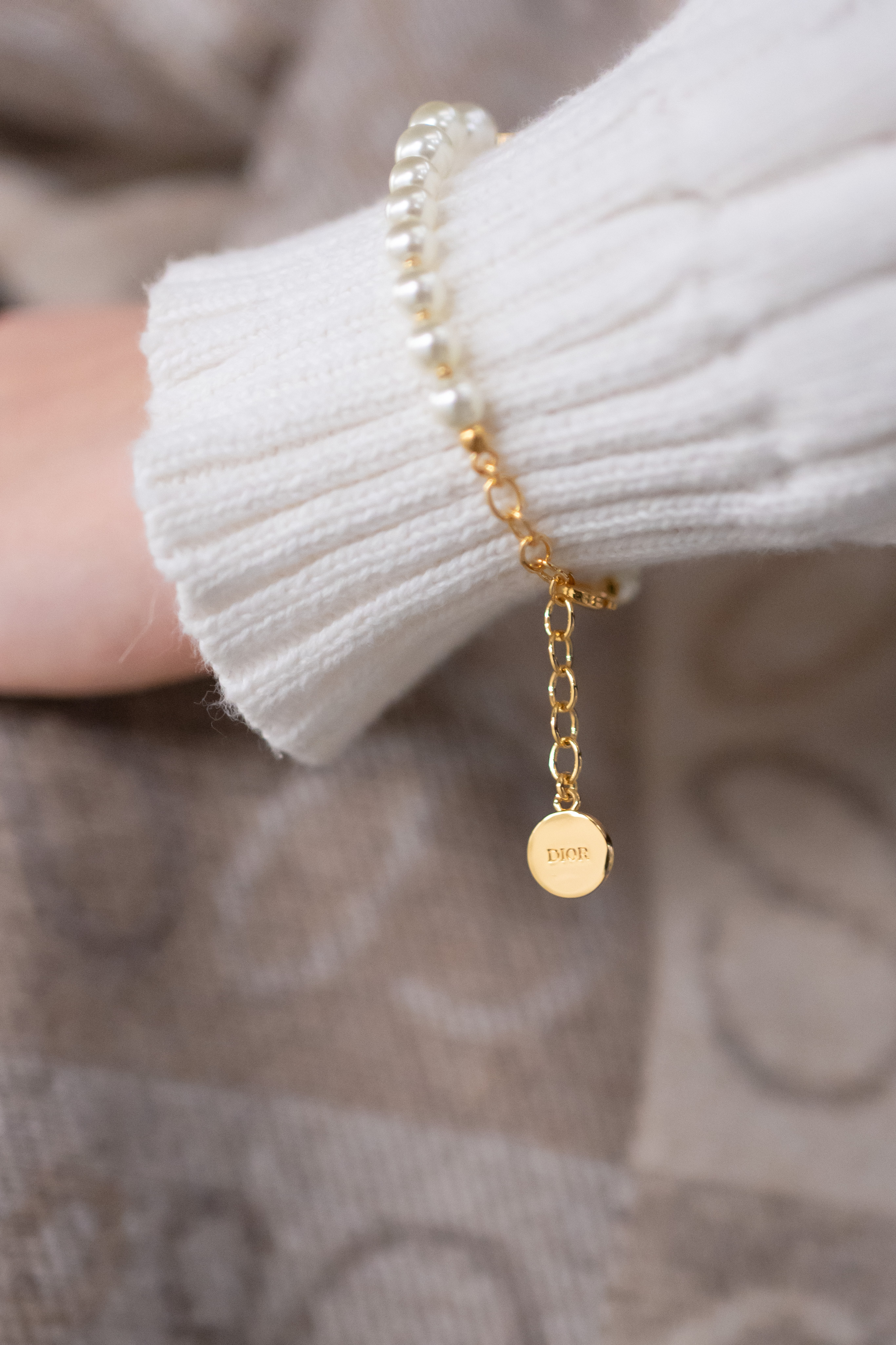 Dior 30 Montaigne 手鏈 金色飾面+珍珠