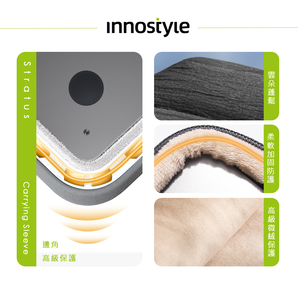 innostyle Stratus系列 16吋 筆電/平板/電腦 緩衝手提收納包/公事包 黑色