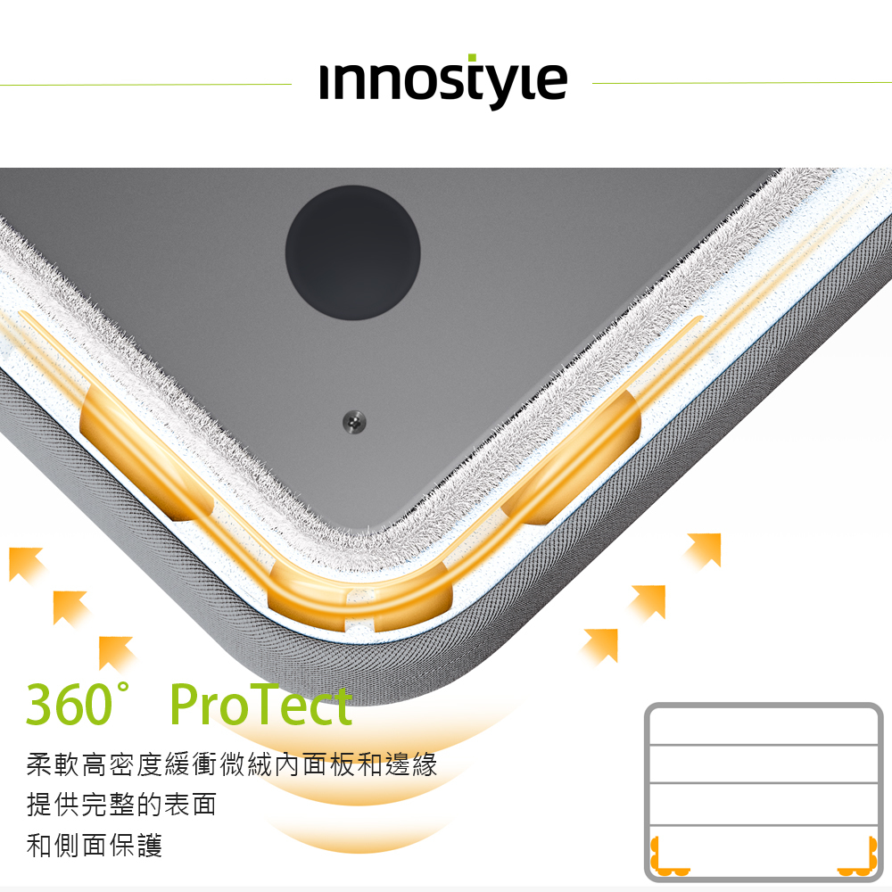 innostyle Stratus系列 16吋 筆電/平板/電腦 緩衝手提收納包/公事包 灰色