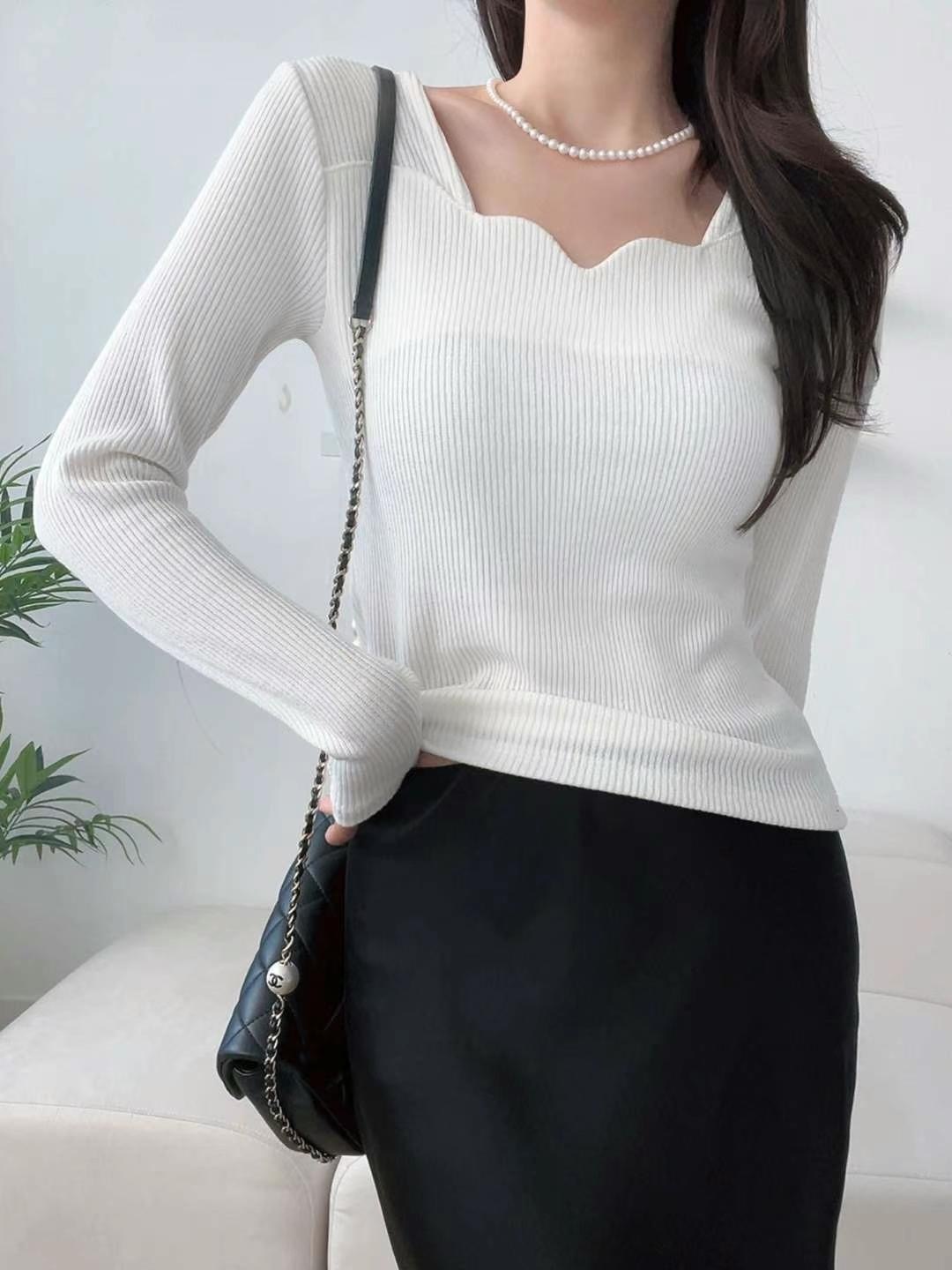 波浪領口百搭針織