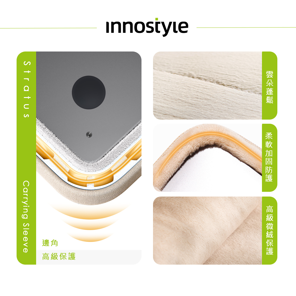 innostyle Stratus系列 16吋 筆電/平板/電腦 緩衝手提收納包/公事包 卡其