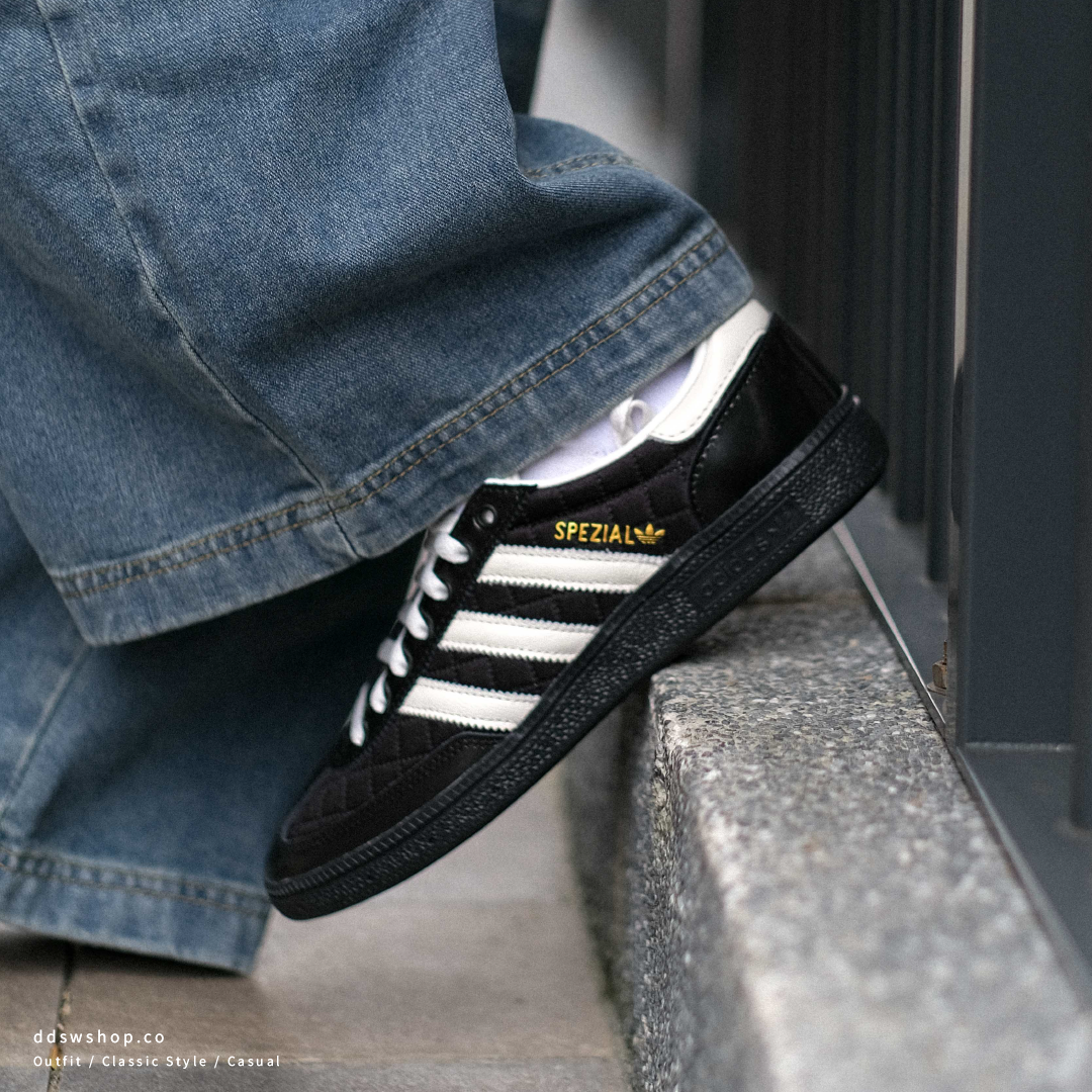 Adidas Originals Handball Spezial "Black White"  菱格紋 漆皮 拼接 黑白 黑奶油 男女鞋 JP5669