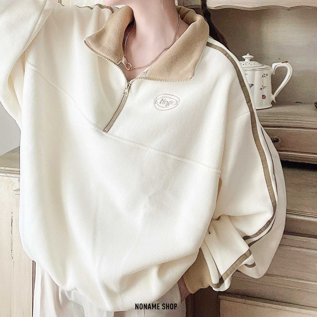 JAVA 羊毛 拉鍊 半開襟 絨面 大學T 三色 (女款)