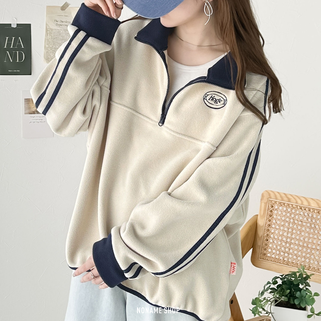 JAVA 羊毛 拉鍊 半開襟 絨面 大學T 三色 (女款)