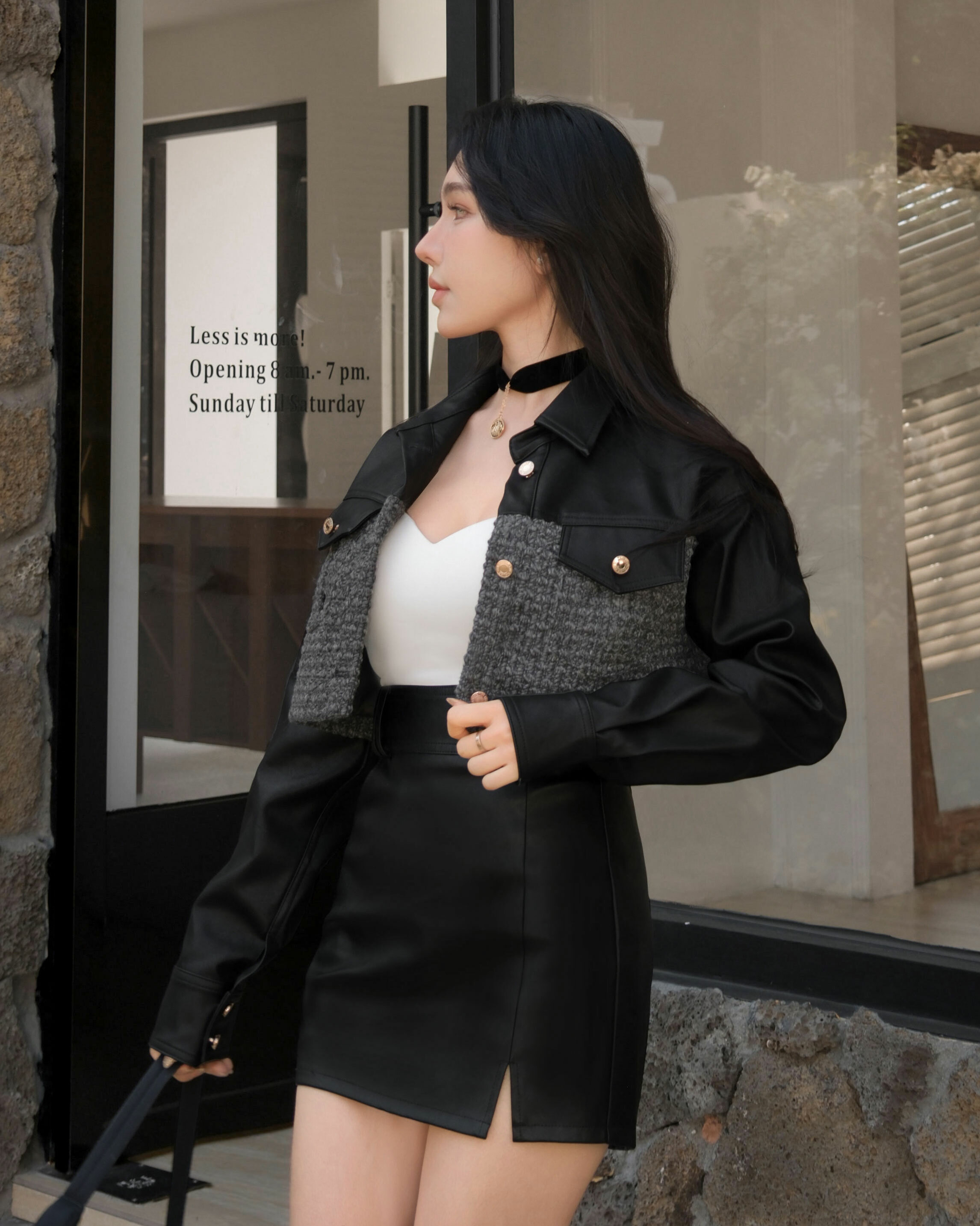 訂製-個性拼接織紋皮革套裝