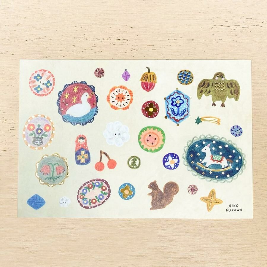 布川愛子:胸針（金箔 ）箔押明信片