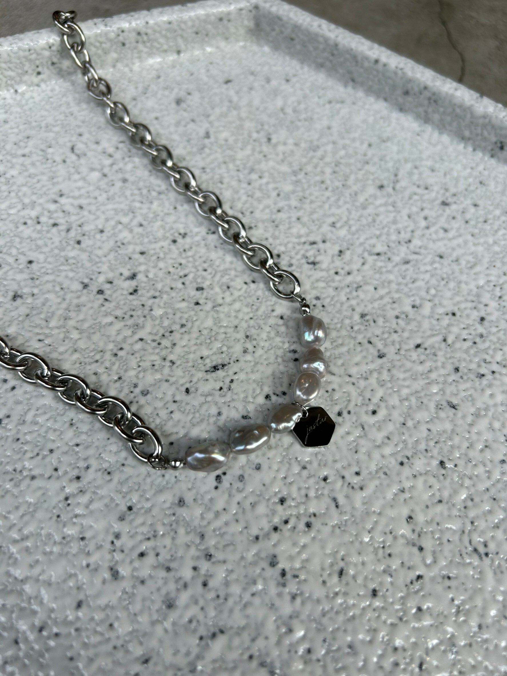 [justar] angelo (silver/gray pearl) necklace | NO.81