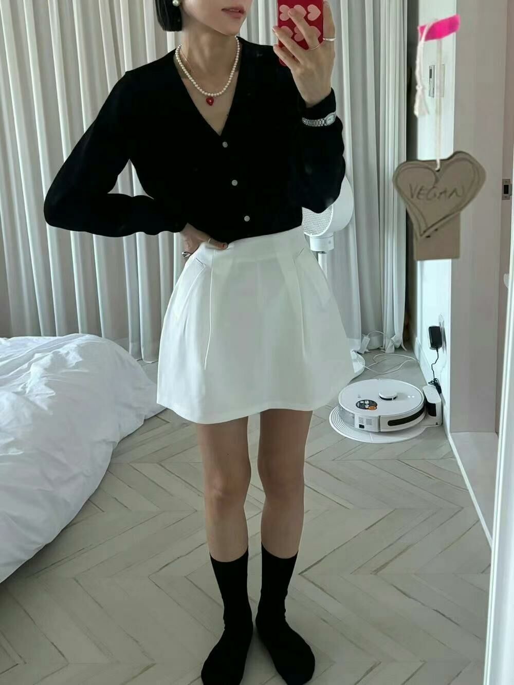 雙口袋泡泡短裙