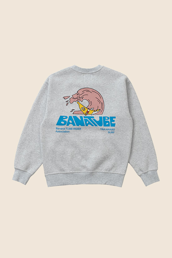 BIG WAVE - BANANA MEETS TUBE  長袖TEE（灰白）