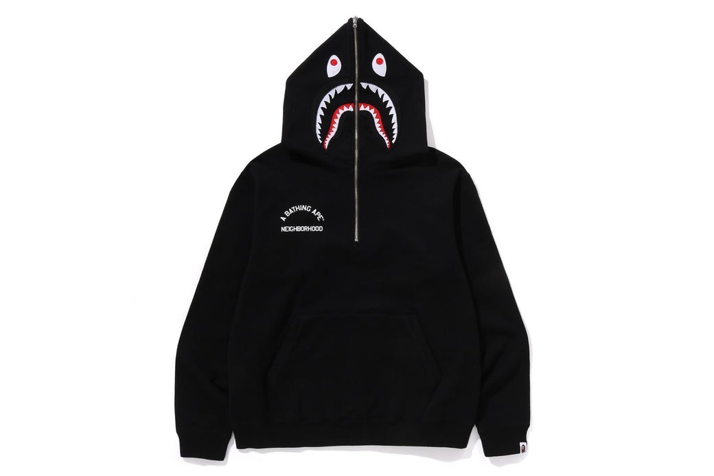 2025SS A BATHING APE BAPE NEIGHBORHOOD NBHD TWO FACE HALF ZIP PULLOVER HOODIE 正反面穿 骷髏 鯊魚 半截式 帽T 現貨 1K73114907