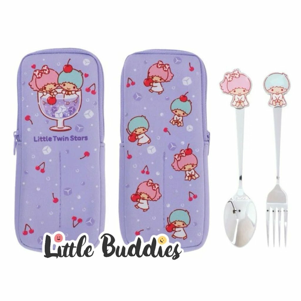 港版Sanrio 不鏽鋼餐具連收納袋 (匙+叉)