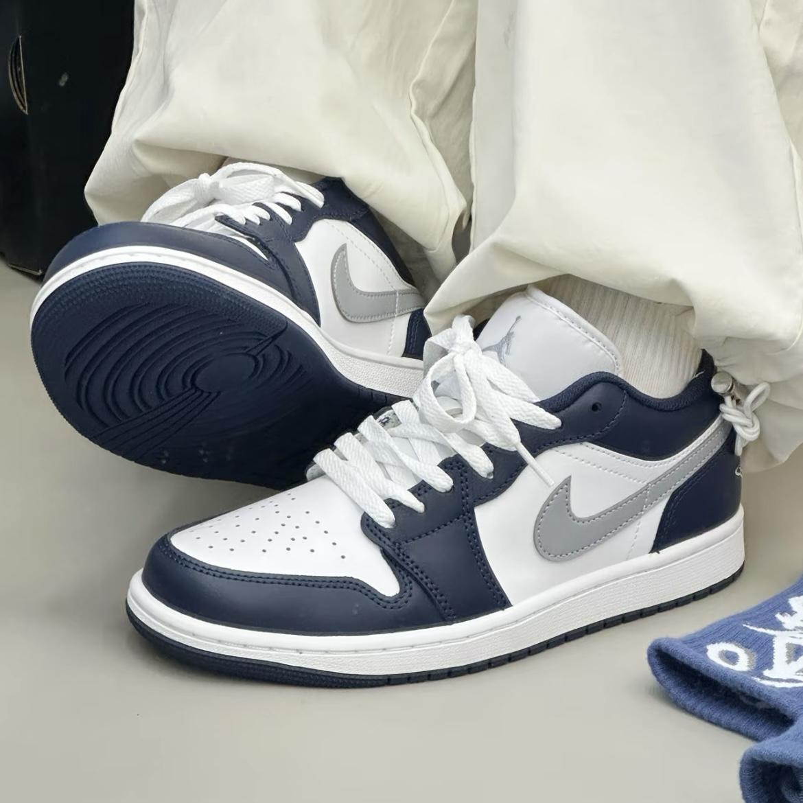 Nike Air Jordan 1 Low Midnight Navy 藍灰 午夜藍 海軍藍 AJ 喬丹 低筒休閒鞋