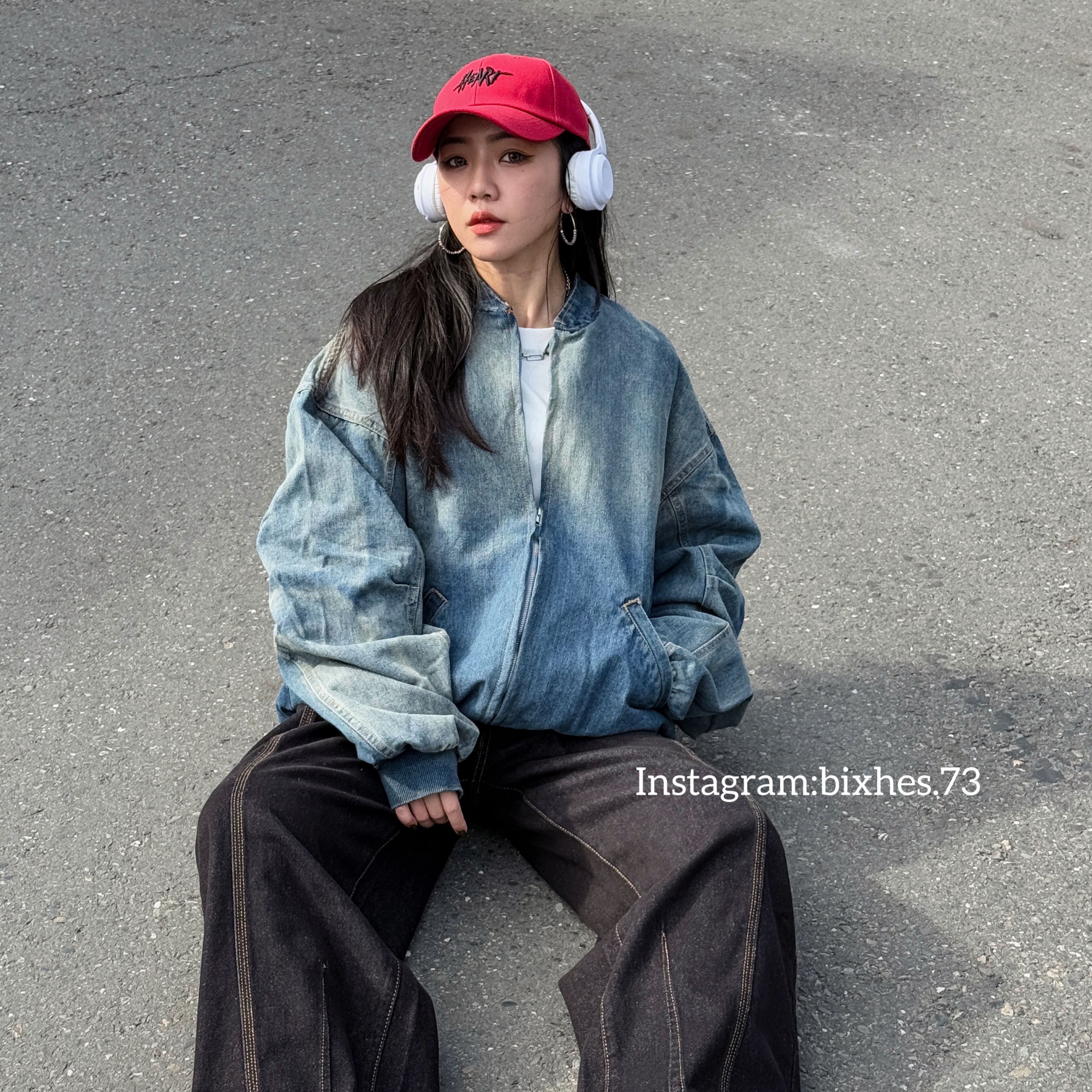 水洗落肩寬版牛仔夾克(F00057)