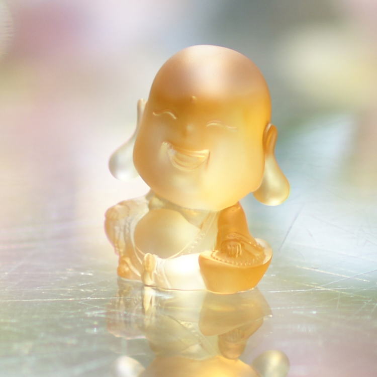 鹿港窯水晶琉璃|Q版彌勒佛公仔 笑口常開迎福納祥