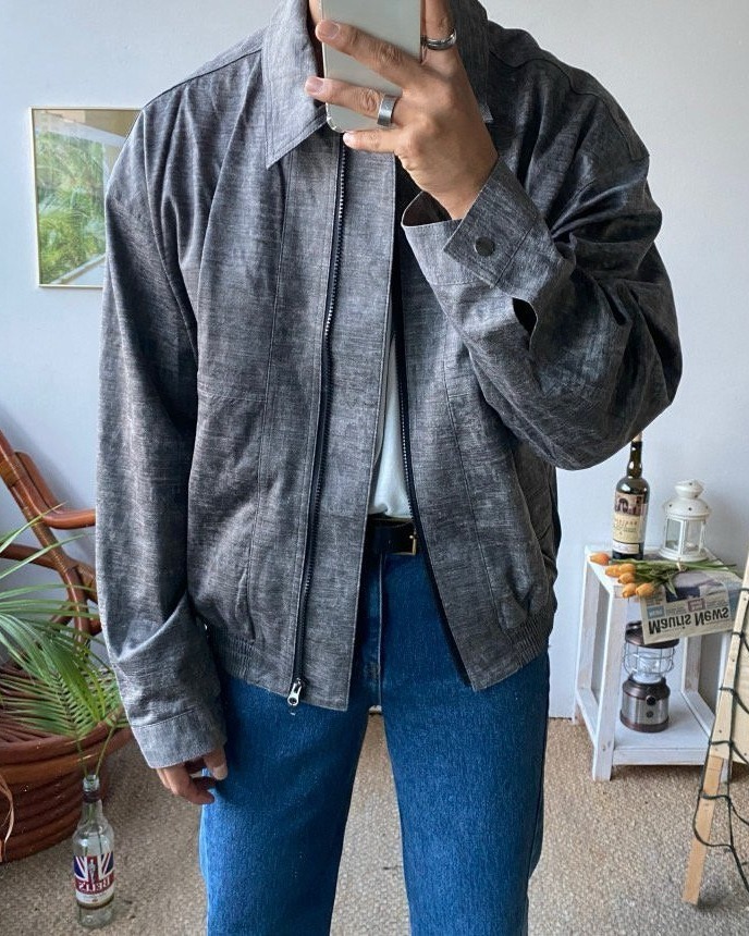 (韓國獨家特價)裂紋飛行夾克外套