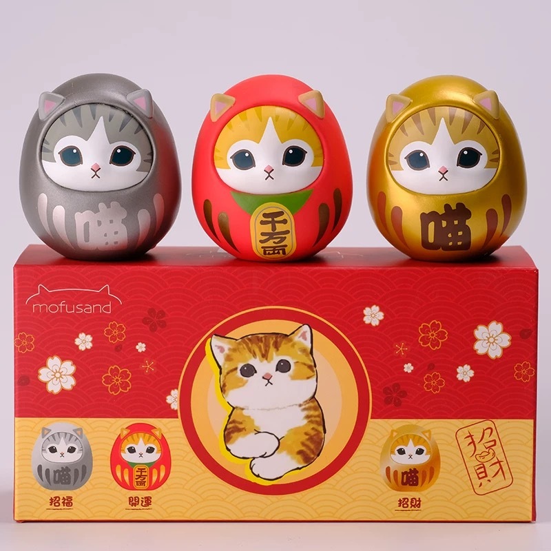 Mofusand 鯊魚貓手辦招財娃娃 1套3款