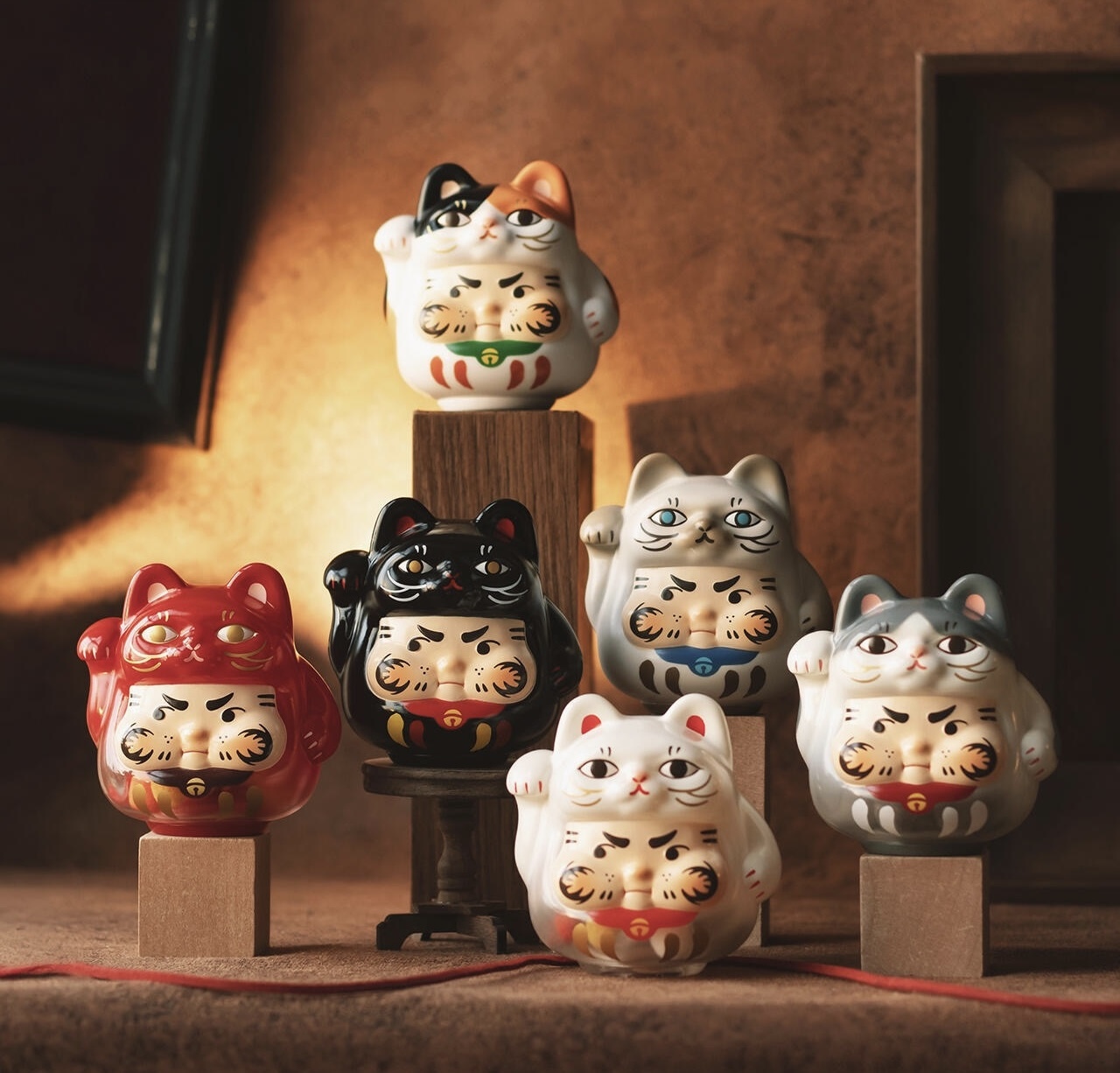 TOYZEROPP X MONSTER 幸運招財貓達摩公仔擺件 盲盒隨機