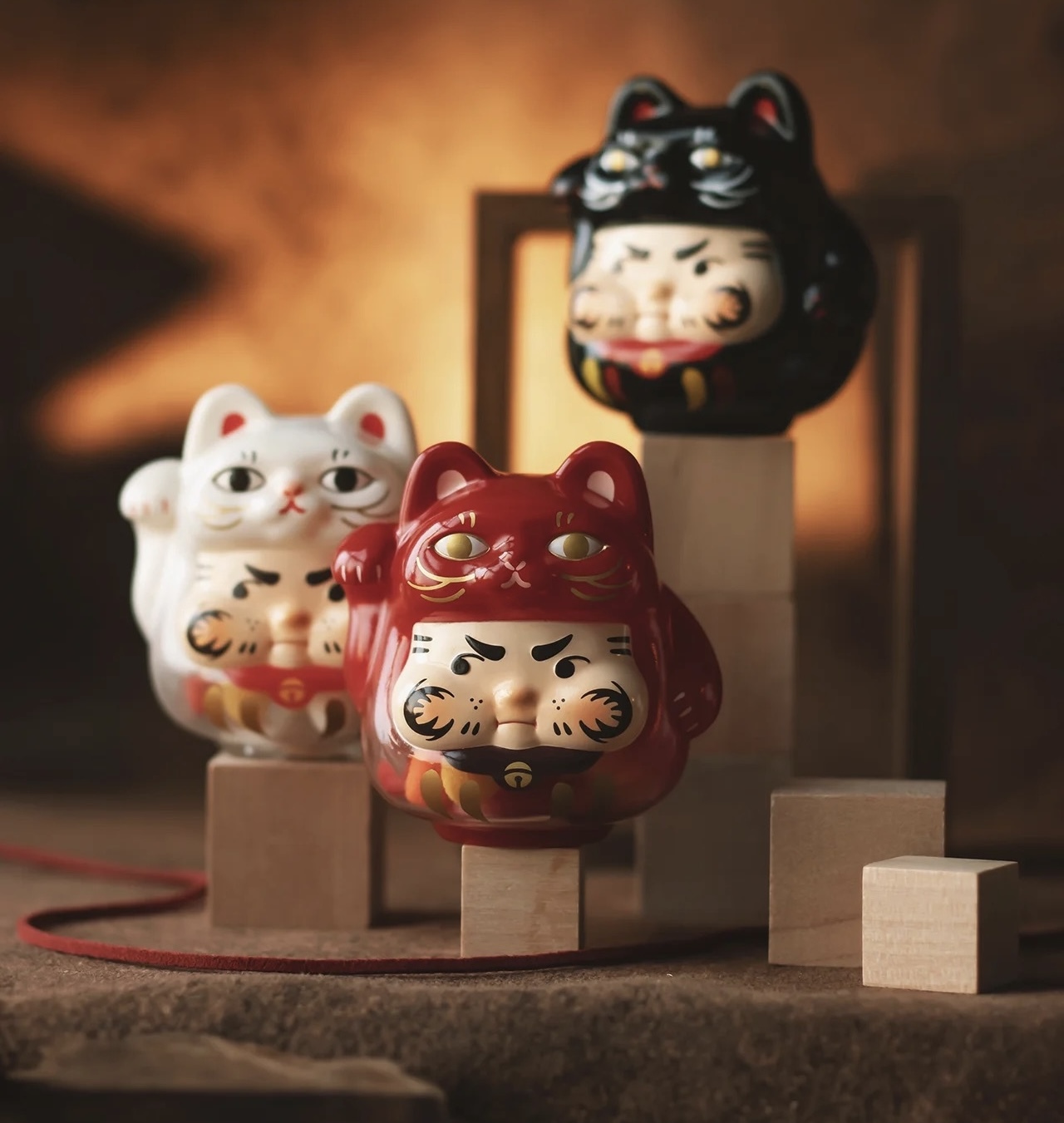 TOYZEROPP X MONSTER 幸運招財貓達摩公仔擺件 盲盒隨機