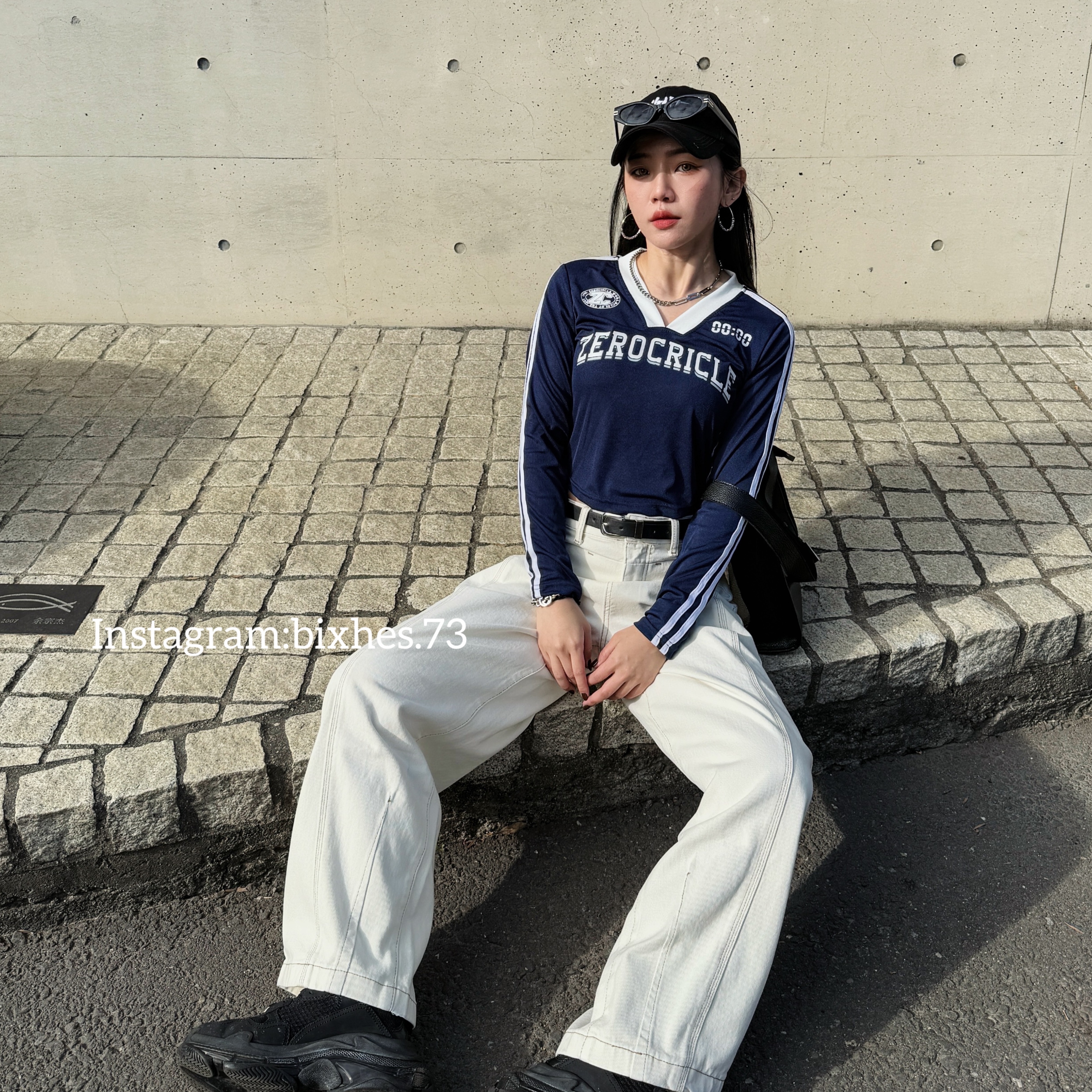 賽車V領短版長T(B00120)