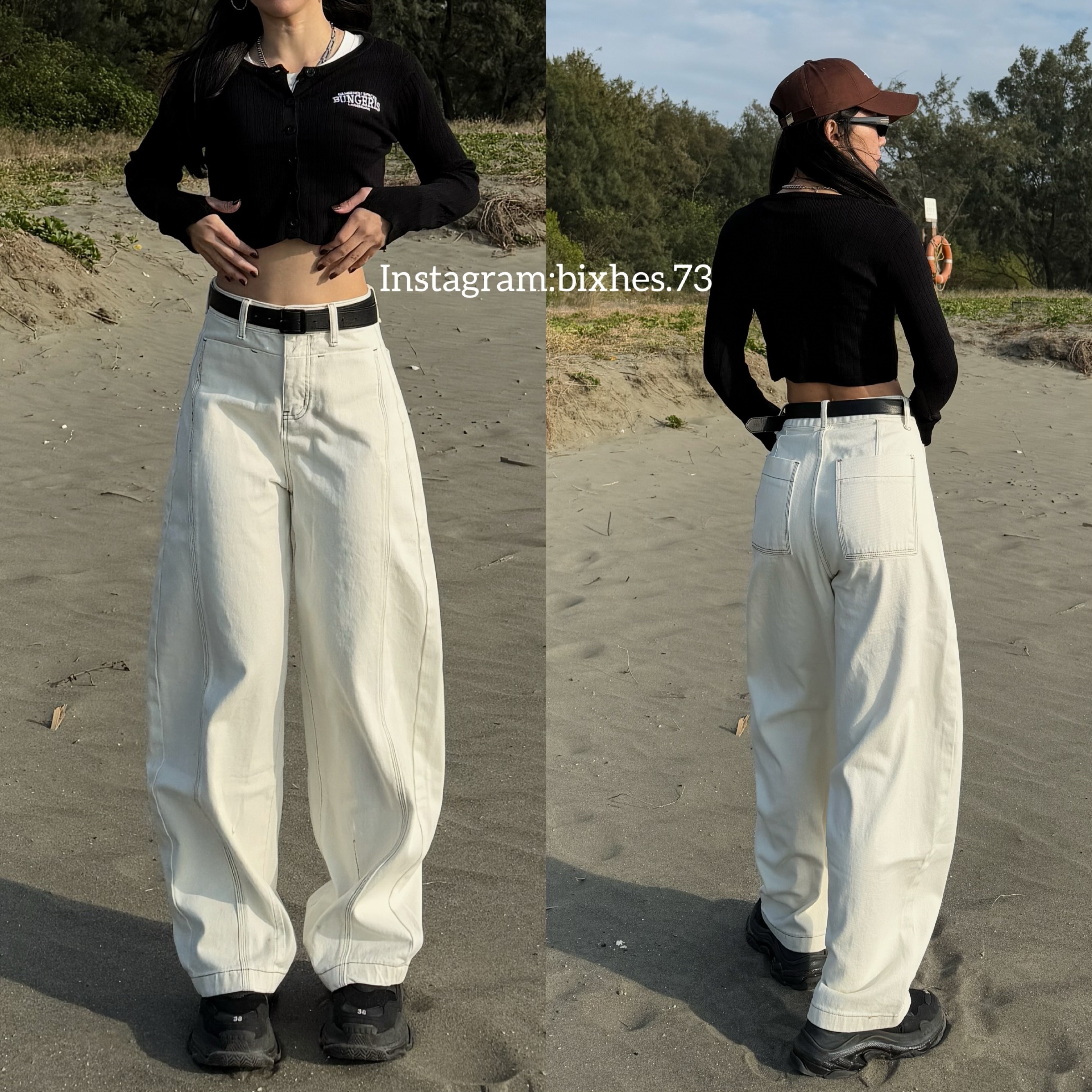 復古純色彎刀褲(E00111)