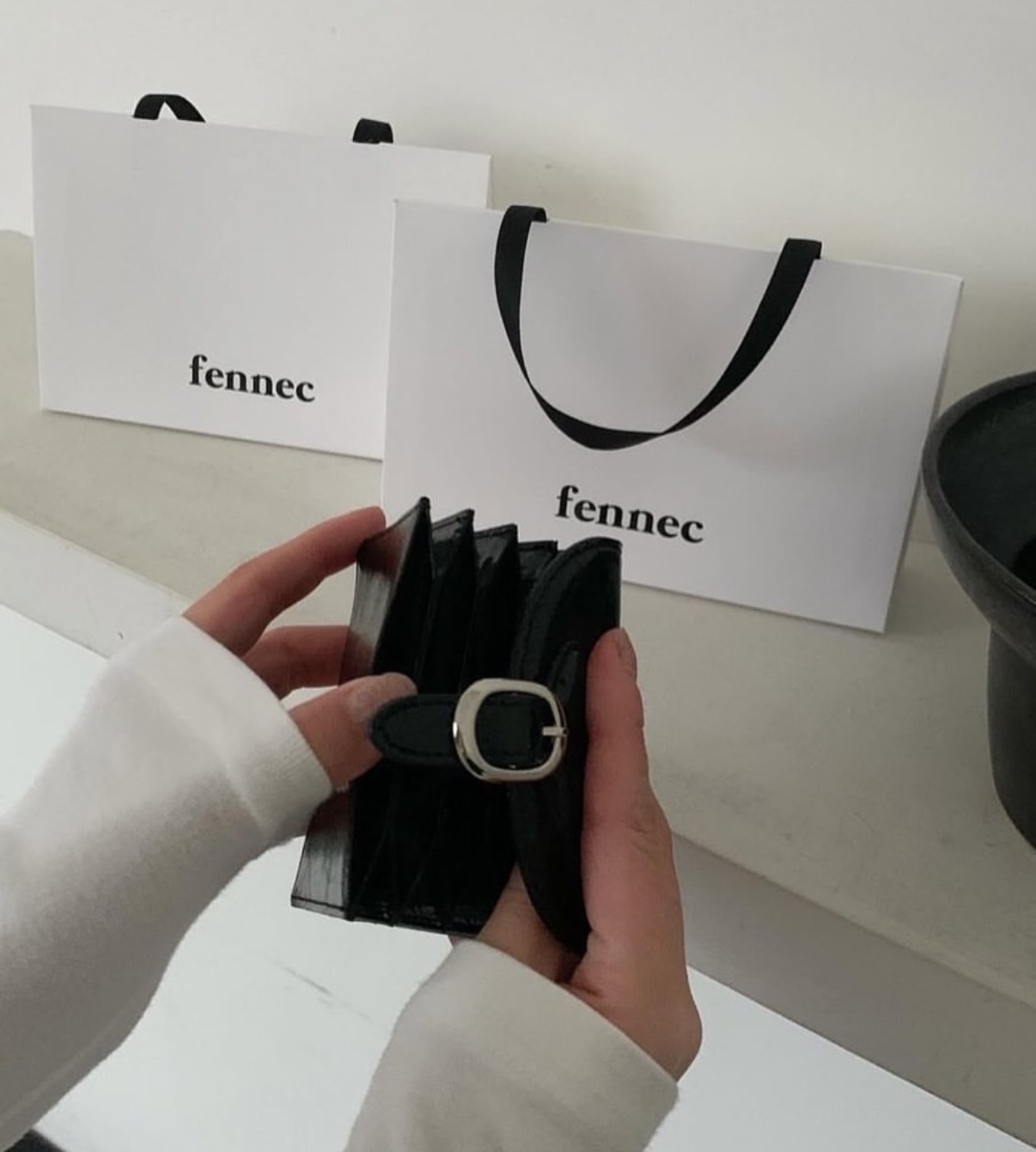 韓國連線🇰🇷 Fennec 皮袋銀扣風琴錢包 多夾層 真皮 錢包 卡夾/預購