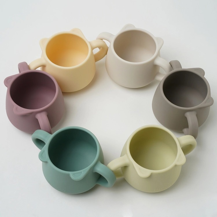 鉑金矽膠小熊雙耳飲水杯