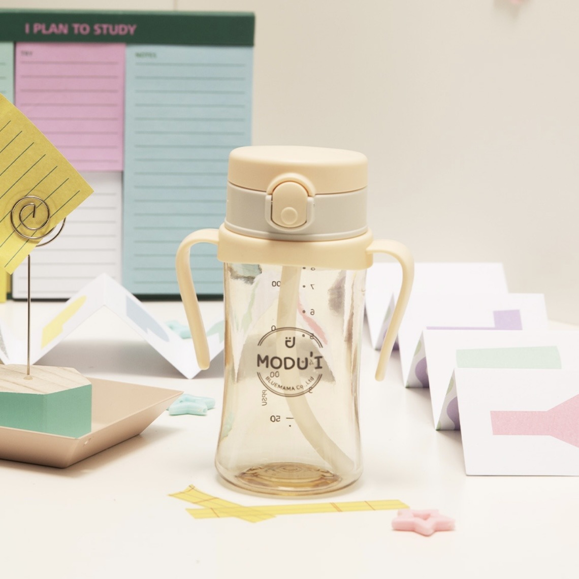 PPSU透明吸管水杯260ML ( 平蓋 )