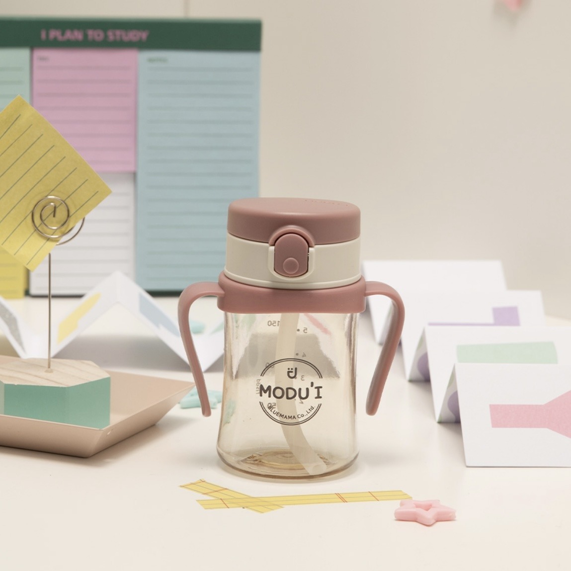 PPSU透明吸管水杯200ML ( 平蓋 )