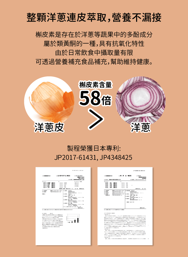 日本專利槲皮素，整顆洋蔥連皮萃取，營養不漏接