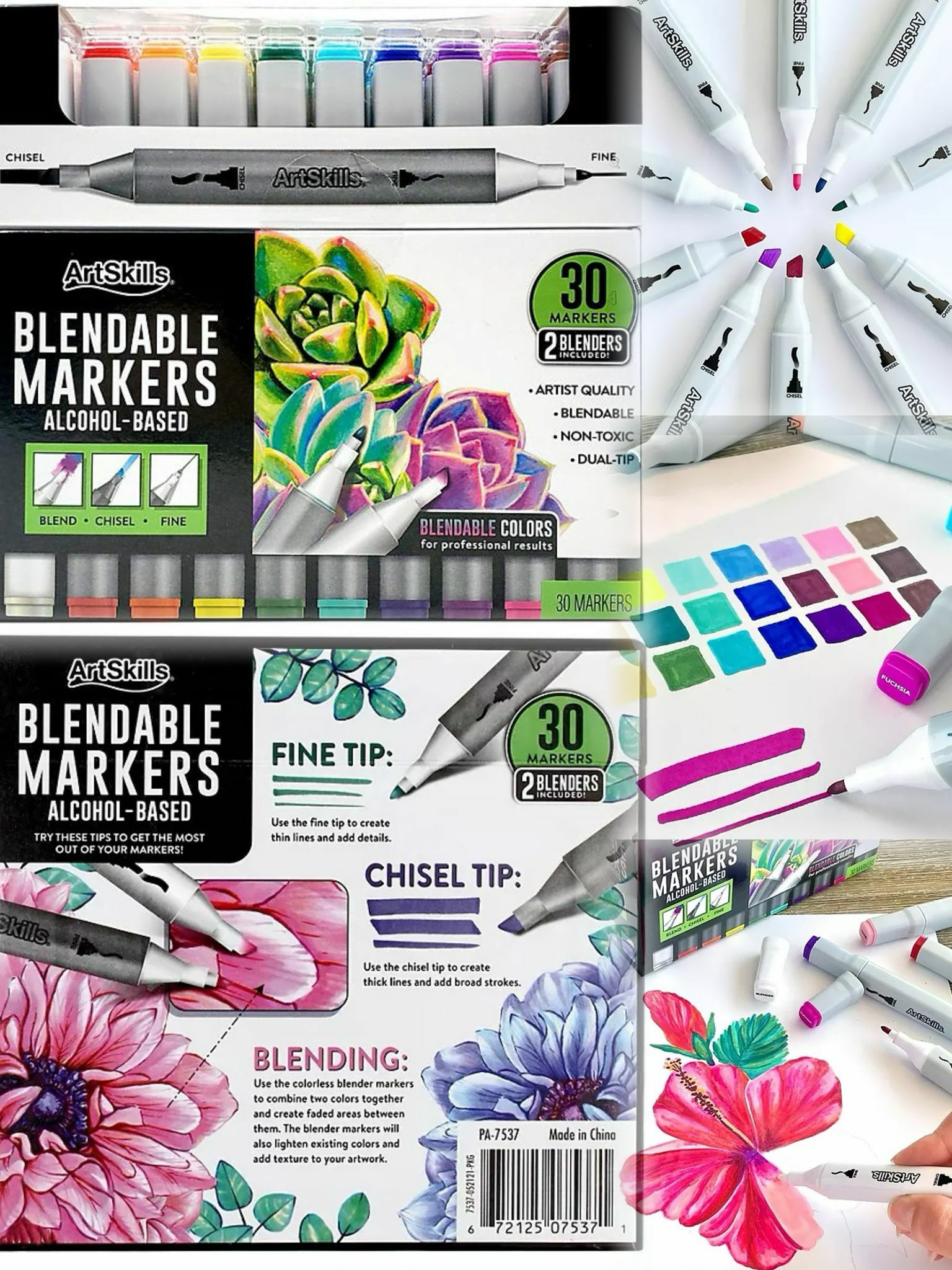 【預購】 ArtSkills G020737 30色雙頭酒精麥克筆組合