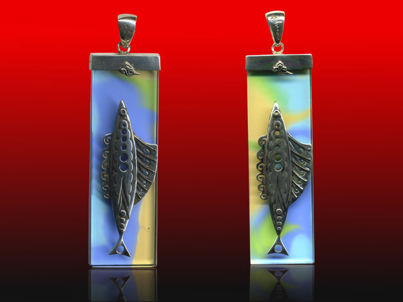 鹿港窯開運水晶琉璃銀飾項鍊 - 想飛 (古法手工打造)