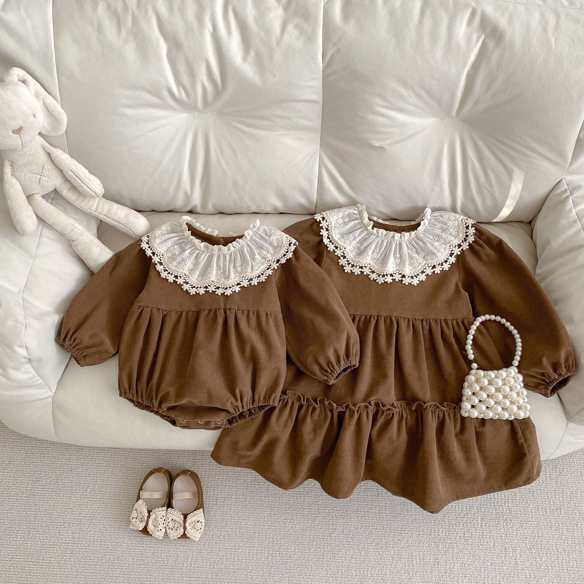 姐妹裝_森系棕色洋裝/包屁衣