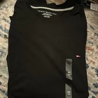 [U] TOMMY HILFIGER MEN'S LONG SLEEVE TOMMY LOGO TEE, BLACK, 78JB312-001 (UTH242)