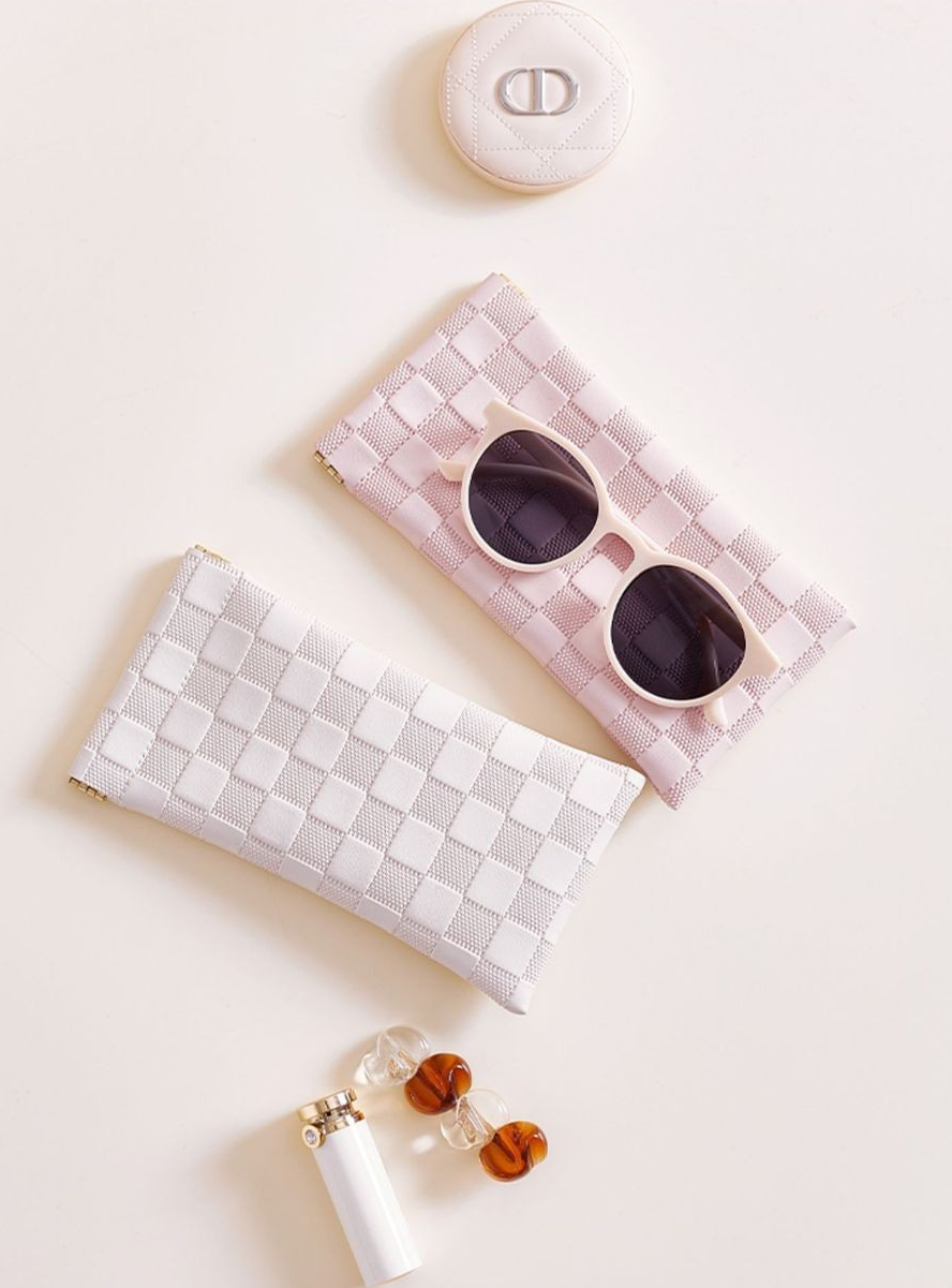 Plaid Snap Closure Storage Pouch