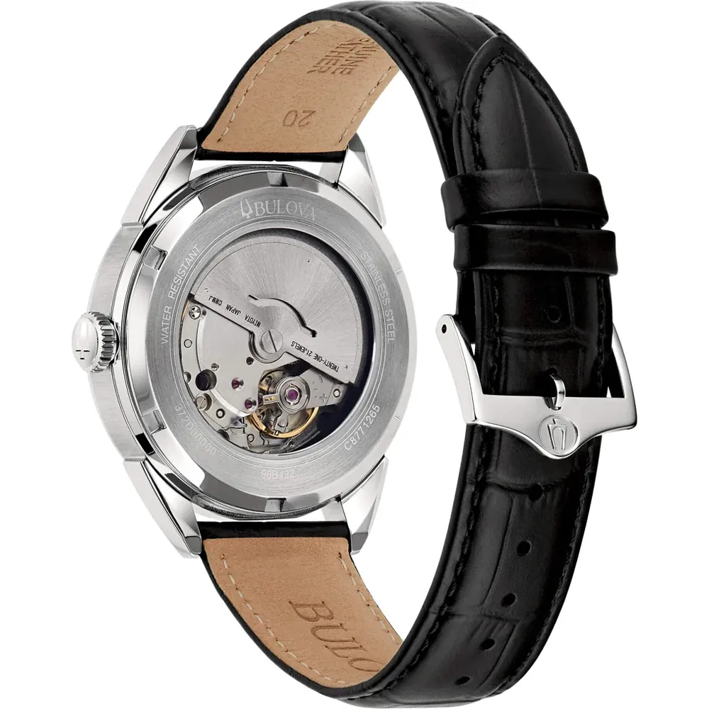 萬年鐘錶 - BULOVA 寶路華   經典機械皮革男錶  96B422  錶徑 41.5MM