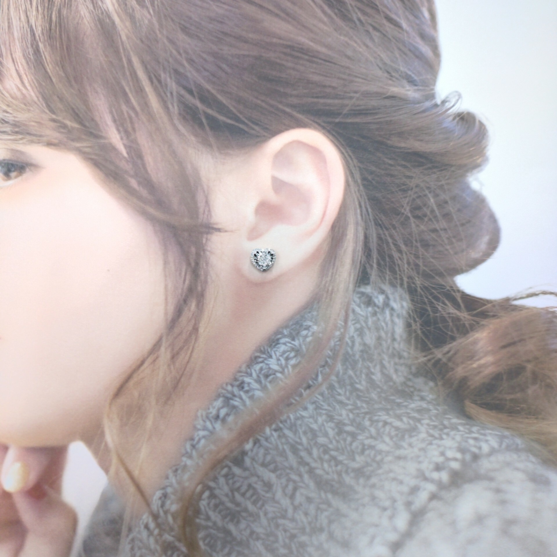 全新18K白金46份鑽石耳環