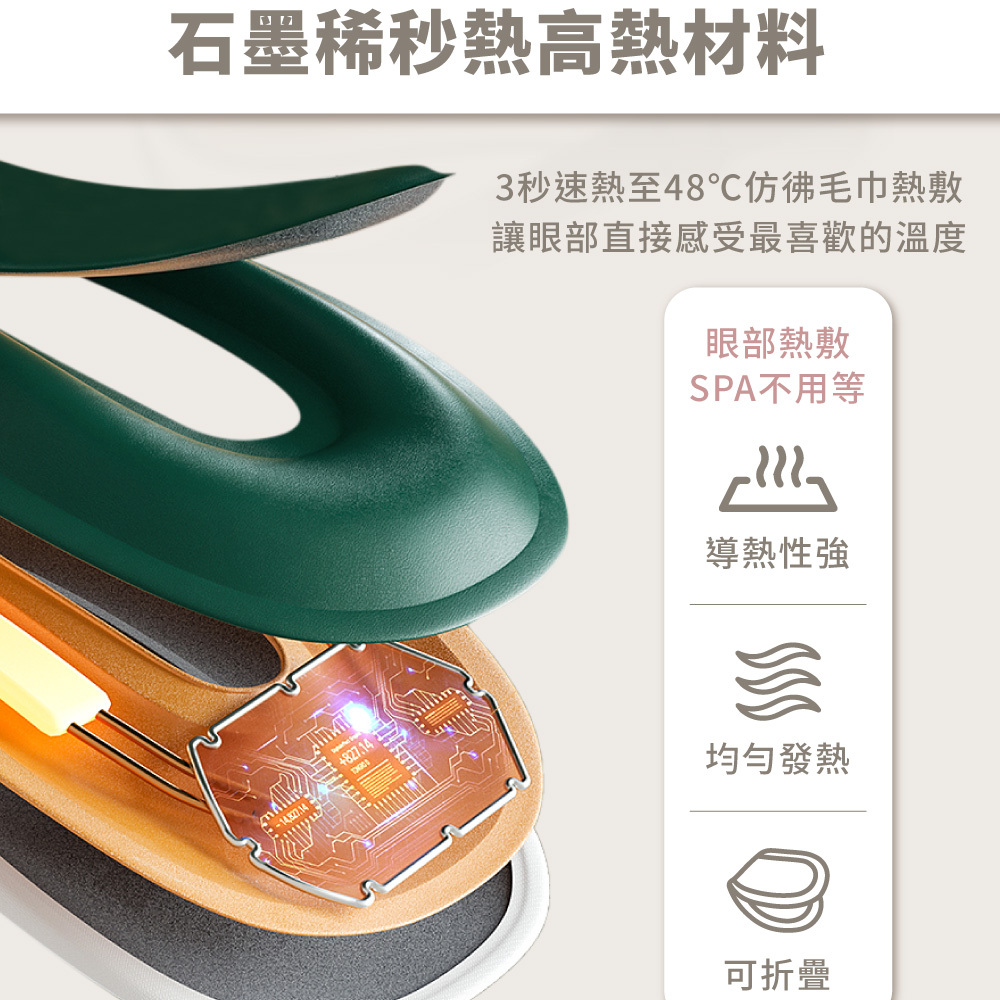 時尚皮革三段溫控震動按摩熱敷眼罩