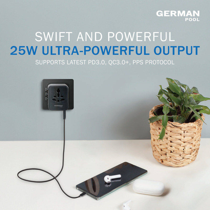 SWIFT AND POWERFUL 25 W ULTRA-POWERFUL OUTPUT SUPPORTS LATEST PD3.0, QC3.0+, PPS PROTOCOL