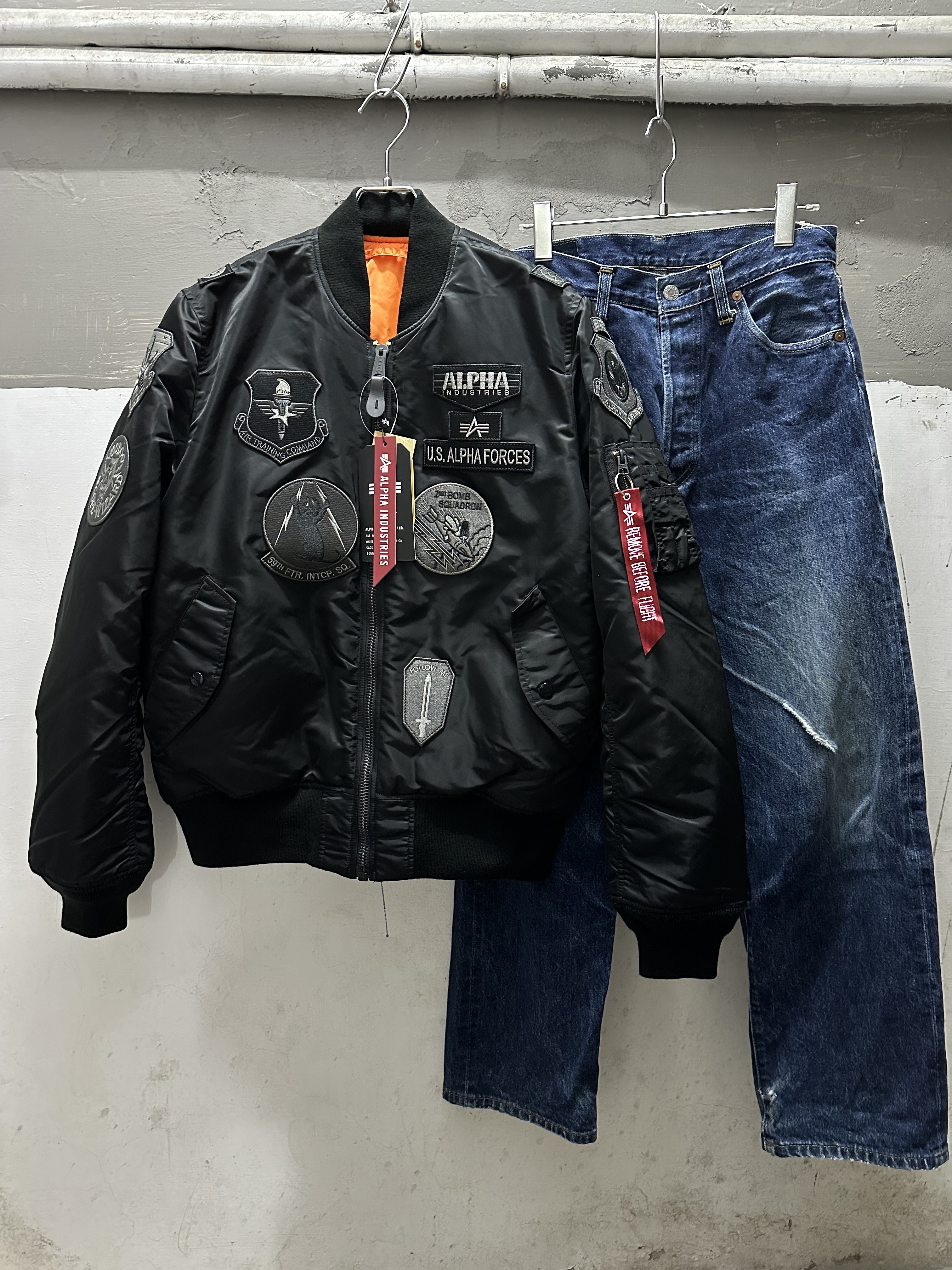 ALPHA MA-1 Flight Jacket*Full Patch Black Deadstock