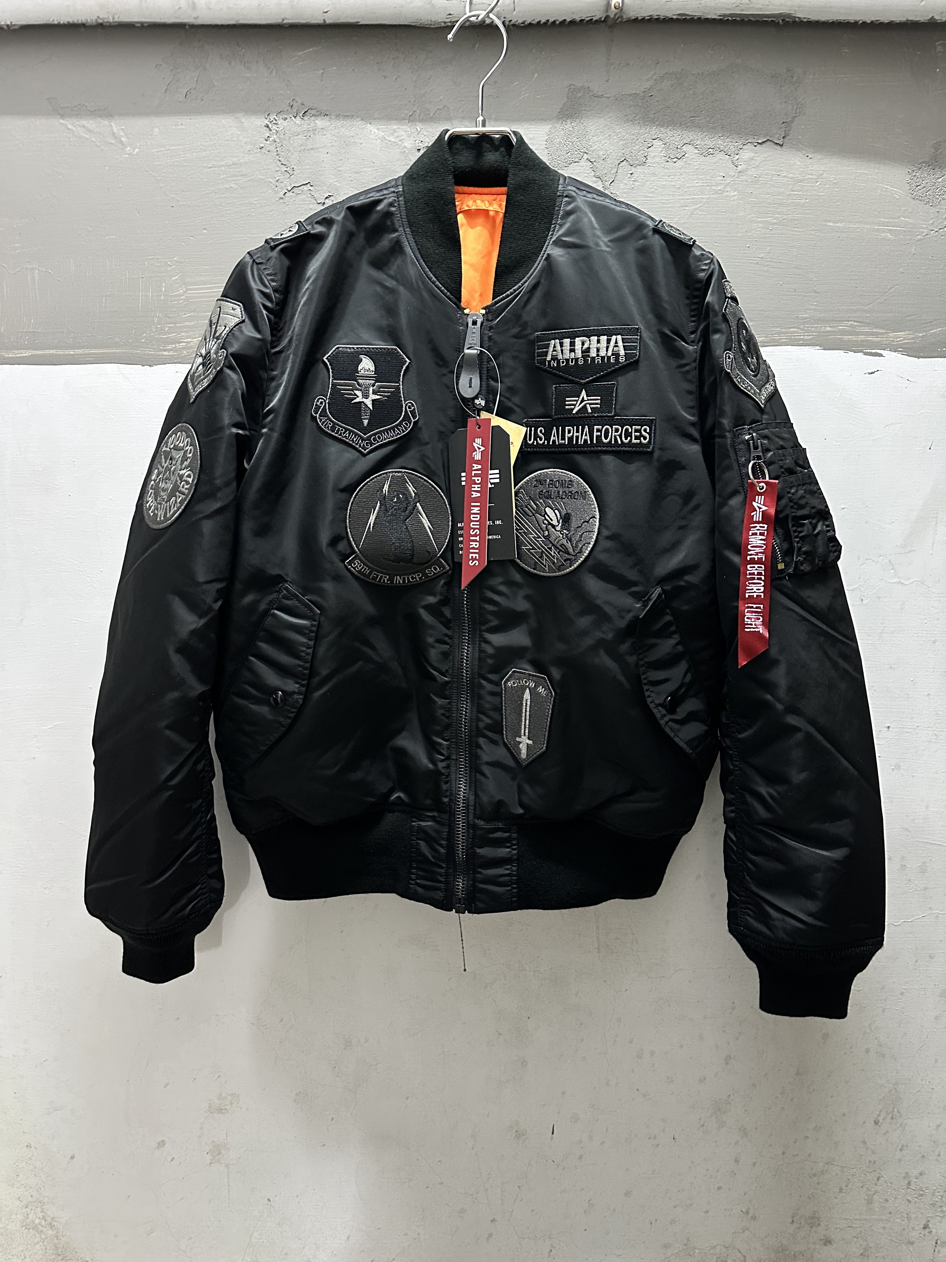 ALPHA MA-1 Flight Jacket*Full Patch Black Deadstock