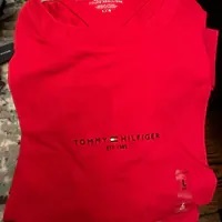 [U] TOMMY HILFIGER TOMMY HILFIGER MEN'S TOMMY LOGO TIPPED SLIM FIT TEE,RED, 78JB258-600 (UTH274)