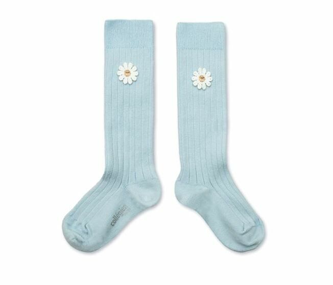 COLLEGIEN 雛菊羅紋長襪 Valentine  -Glacier冰河藍