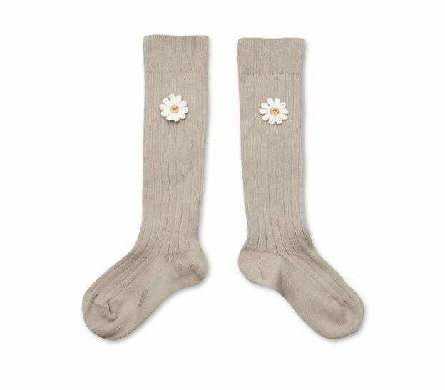 COLLEGIEN 雛菊羅紋長襪 Valentine  -Gris Perle珍珠灰