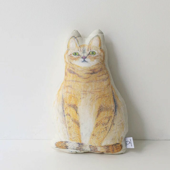 Orneko - ado貓靠枕 sitting brown tabby cat